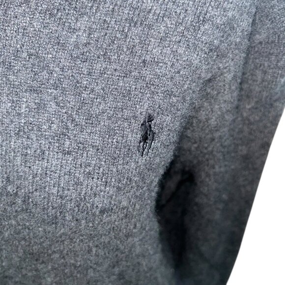 Ralph Lauren POLO gray 100% Cashmere quarter zip mens sweater L - Picture 3 of 5